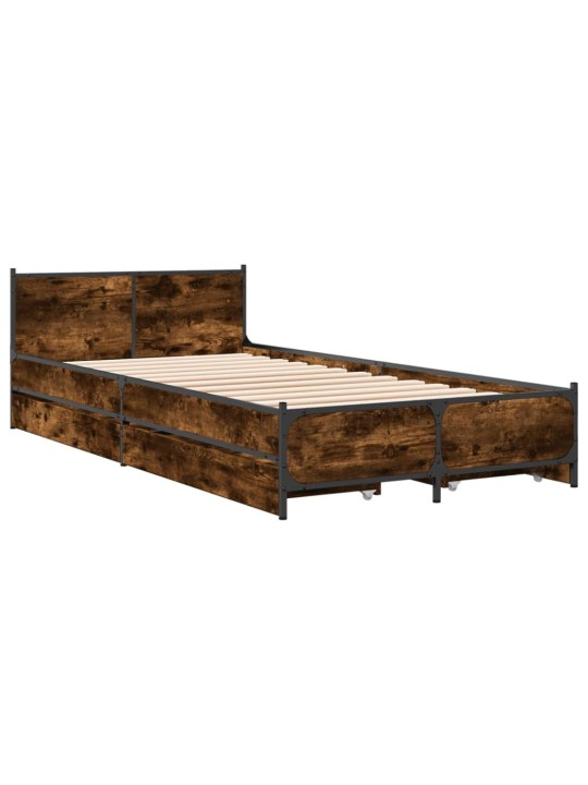 Rám postele se zásuvkami kouřový dub 75x190 cm kompozitní dřevo
