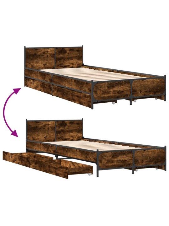 Rám postele se zásuvkami kouřový dub 75x190 cm kompozitní dřevo