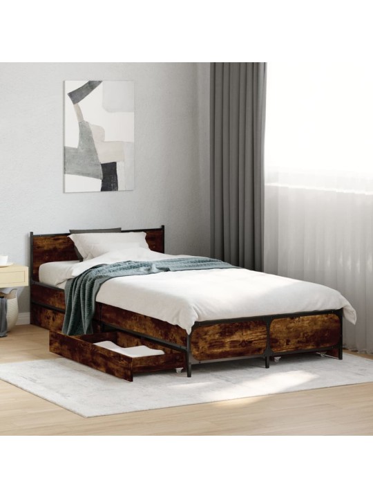 Rám postele se zásuvkami kouřový dub 75x190 cm kompozitní dřevo