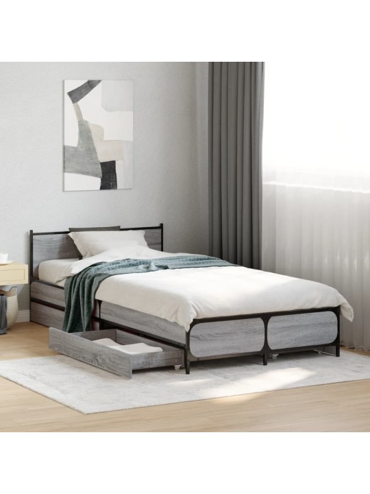 Rám postele se zásuvkami šedý sonoma 75x190 cm kompozitní dřevo
