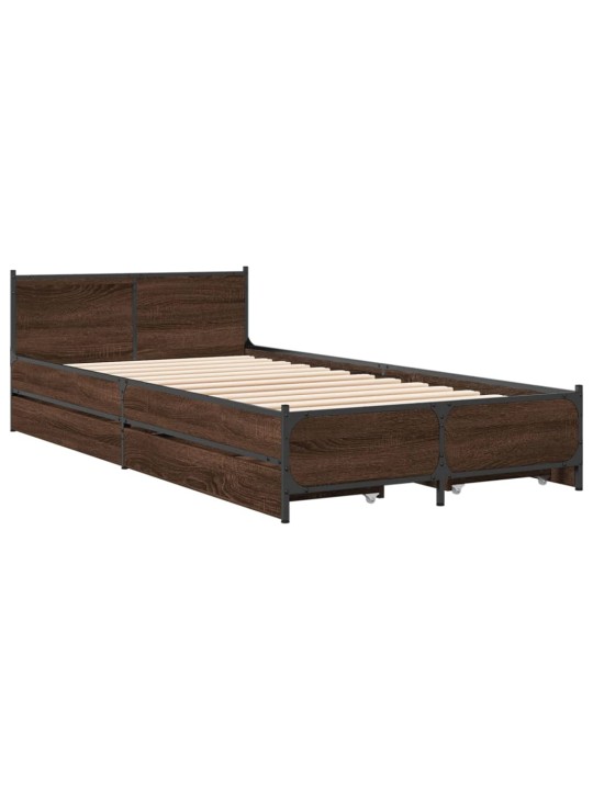 Rám postele se zásuvkami hnědý dub 75 x 190 cm kompozitní dřevo
