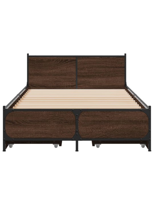 Rám postele se zásuvkami hnědý dub 75 x 190 cm kompozitní dřevo