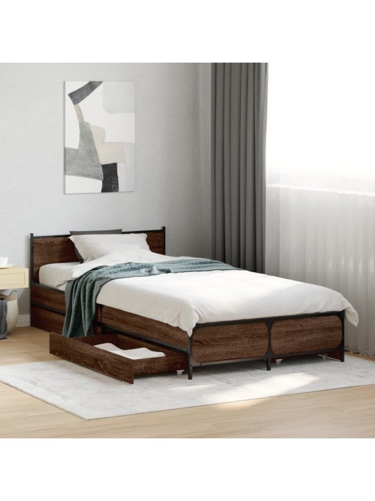 Rám postele se zásuvkami hnědý dub 75 x 190 cm kompozitní dřevo