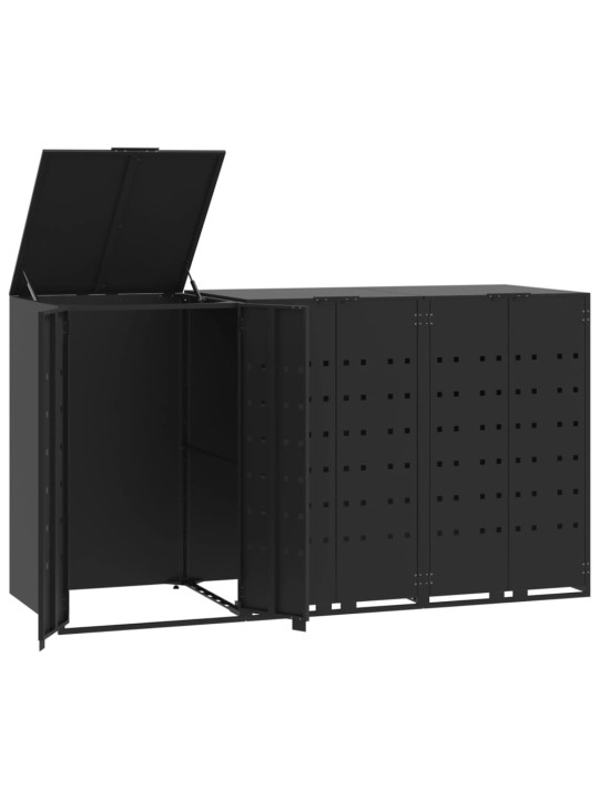 Box na 3 popelnice černý 207 x 79 x 117 cm ocel