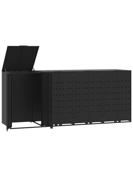Box na 4 popelnice černý 276 x 79 x 117 cm ocel