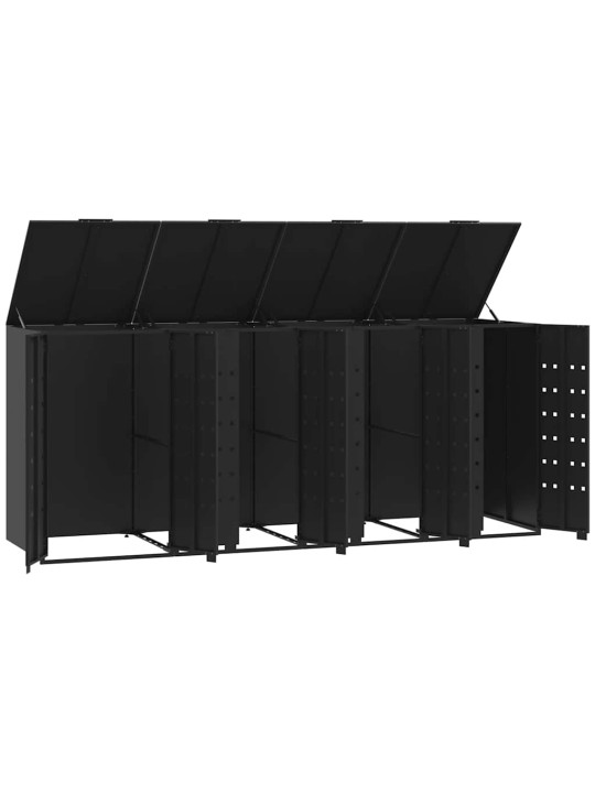 Box na 4 popelnice černý 276 x 79 x 117 cm ocel