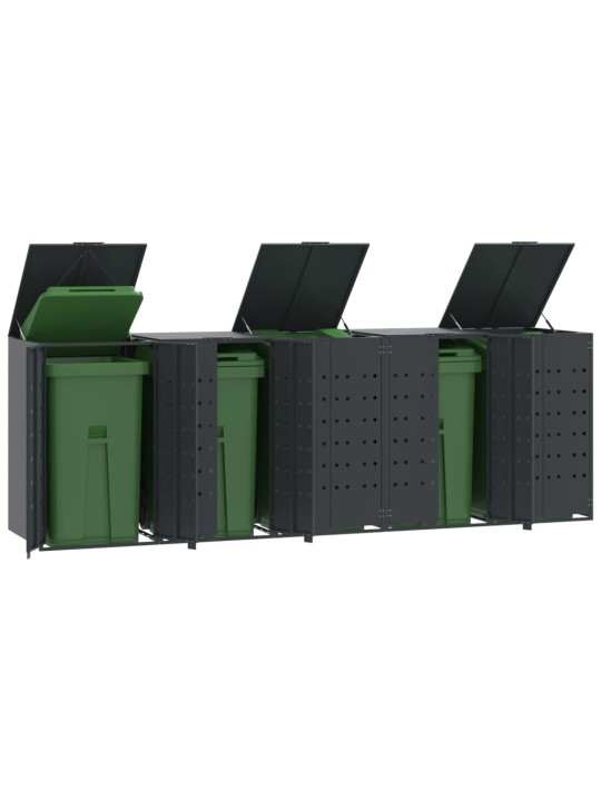 Box na 5 popelnic antracitový 345 x 79 x 117 cm ocel