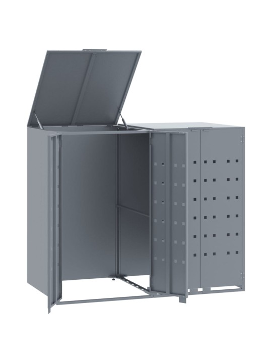 Box na 2 popelnice šedý 138 x 79 x 117 cm ocel