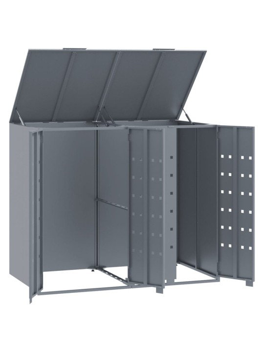 Box na 2 popelnice šedý 138 x 79 x 117 cm ocel
