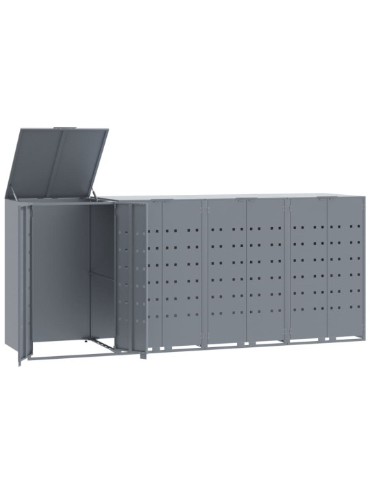 Box na 4 popelnice šedý 276 x 79 x 117 cm ocel