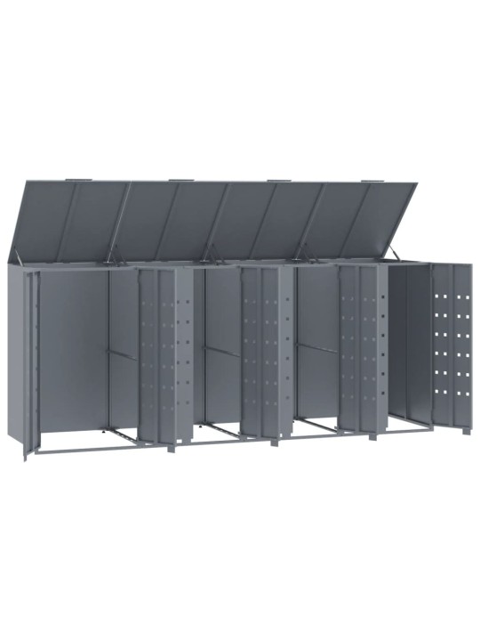 Box na 4 popelnice šedý 276 x 79 x 117 cm ocel