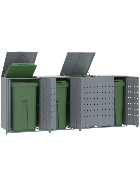 Box na 4 popelnice šedý 276 x 79 x 117 cm ocel