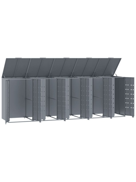 Box na 5 popelnic šedý 345 x 79 x 117 cm ocel