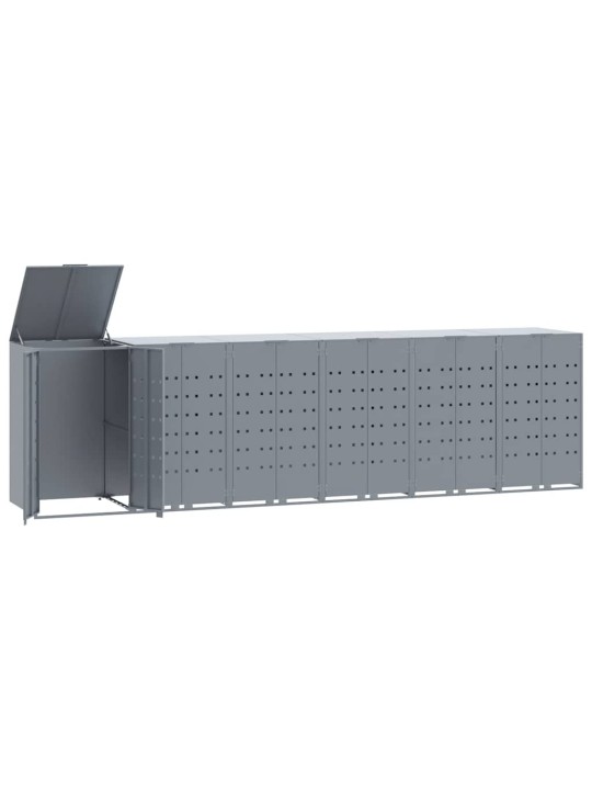 Box na 6 popelnic šedý 414 x 79 x 117 cm ocel