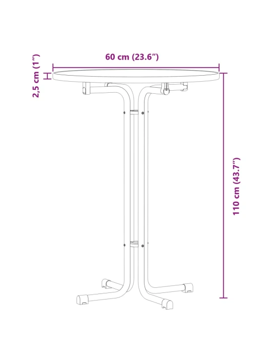 Jídelní stůl bílý Ø 60 x 110 cm kompozitní dřevo a ocel
