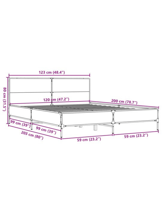 Rám postele černý 120 x 200 cm kompozitní dřevo a kov