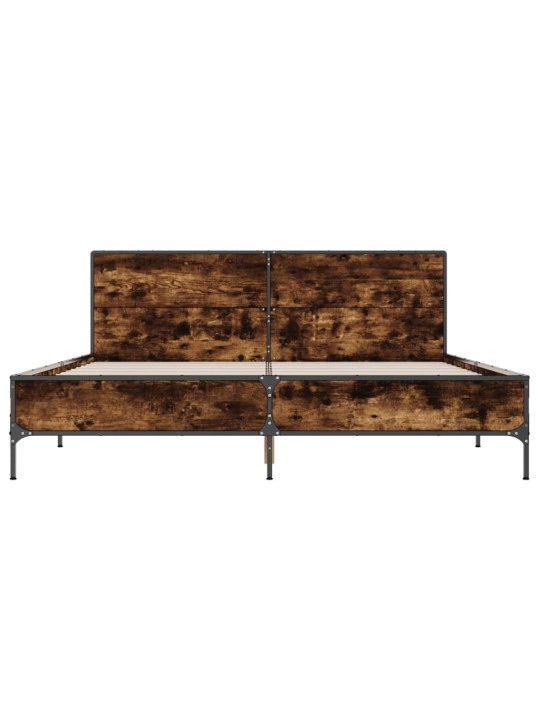 Rám postele kouřový dub 120 x 200 cm kompozitní dřevo a kov