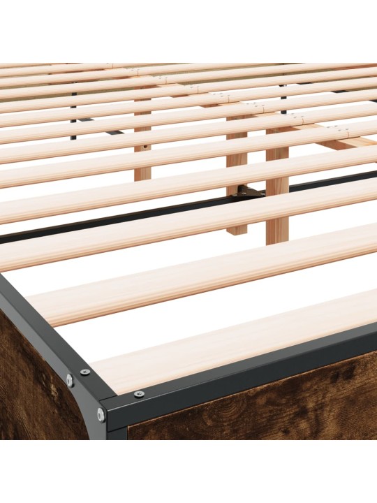 Rám postele kouřový dub 120 x 200 cm kompozitní dřevo a kov