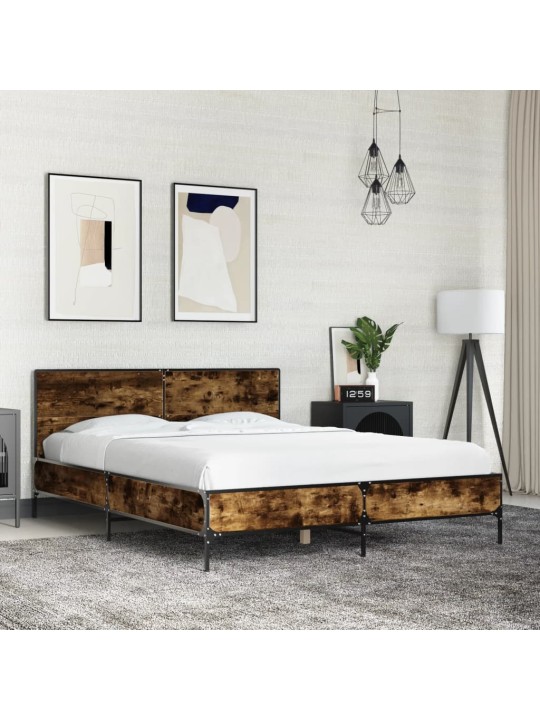 Rám postele kouřový dub 120 x 200 cm kompozitní dřevo a kov