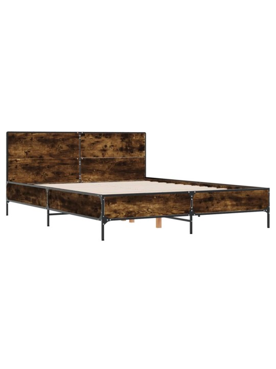 Rám postele kouřový dub 150 x 200 cm kompozitní dřevo a kov
