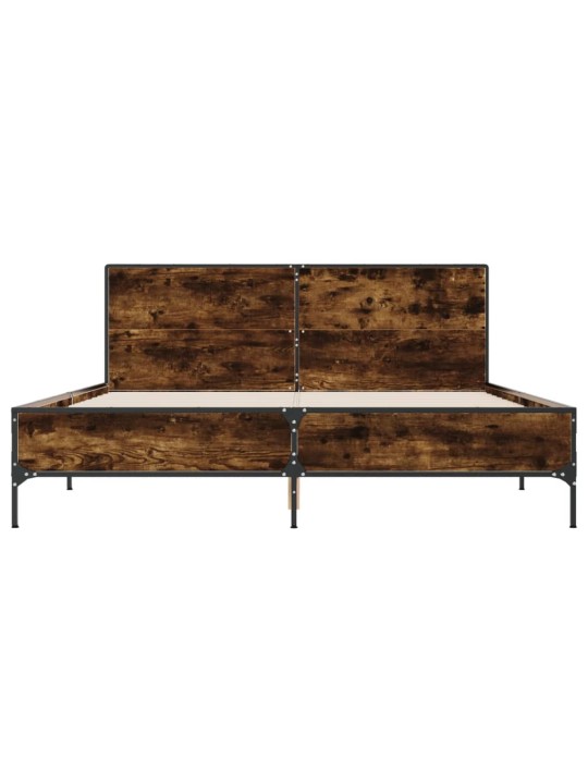 Rám postele kouřový dub 150 x 200 cm kompozitní dřevo a kov