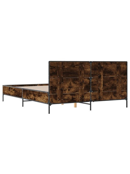 Rám postele kouřový dub 150 x 200 cm kompozitní dřevo a kov