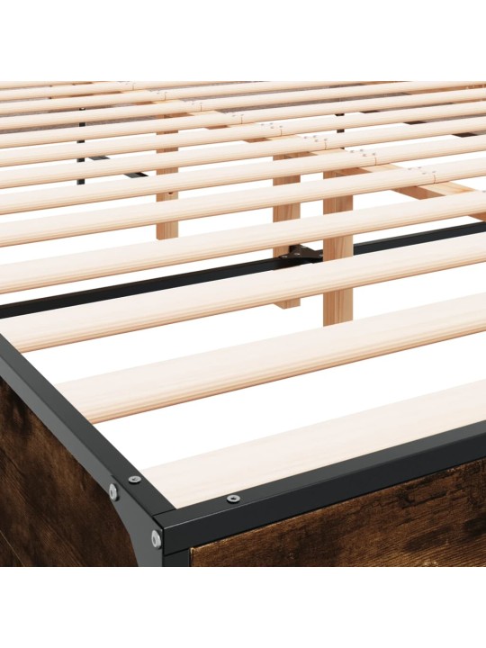 Rám postele kouřový dub 150 x 200 cm kompozitní dřevo a kov