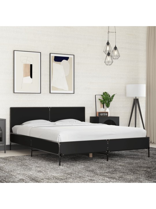 Rám postele černý 160 x 200 cm kompozitní dřevo a kov