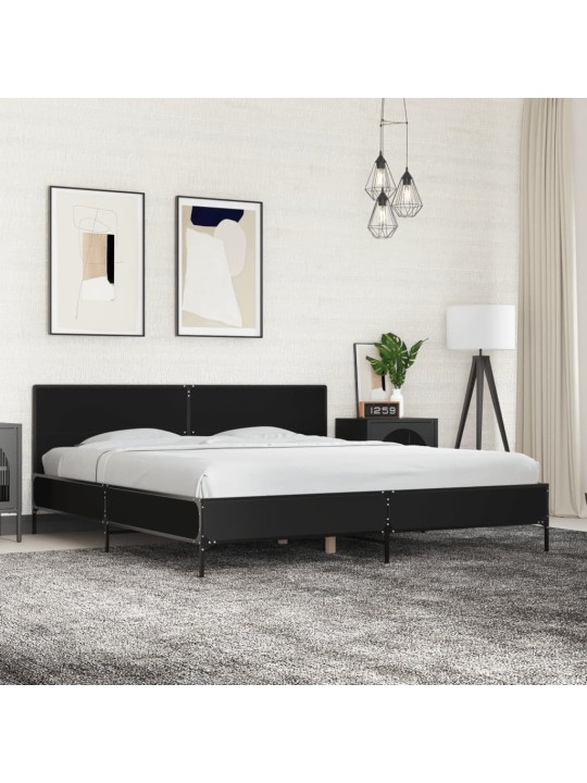Rám postele černý 180 x 200 cm kompozitní dřevo a kov