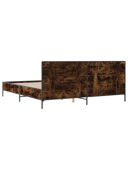 Rám postele kouřový dub 180 x 200 cm kompozitní dřevo a kov