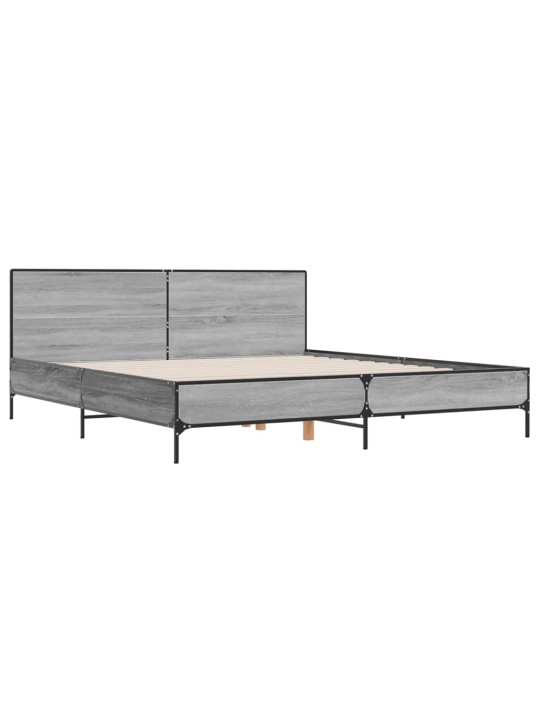Rám postele šedý sonoma 180 x 200 cm kompozitní dřevo a kov