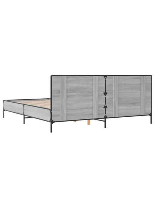 Rám postele šedý sonoma 180 x 200 cm kompozitní dřevo a kov