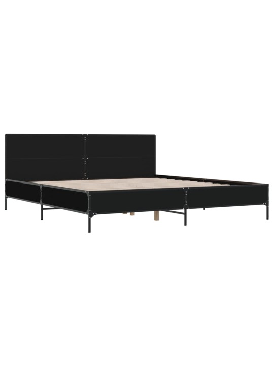 Rám postele černý 200 x 200 cm kompozitní dřevo a kov