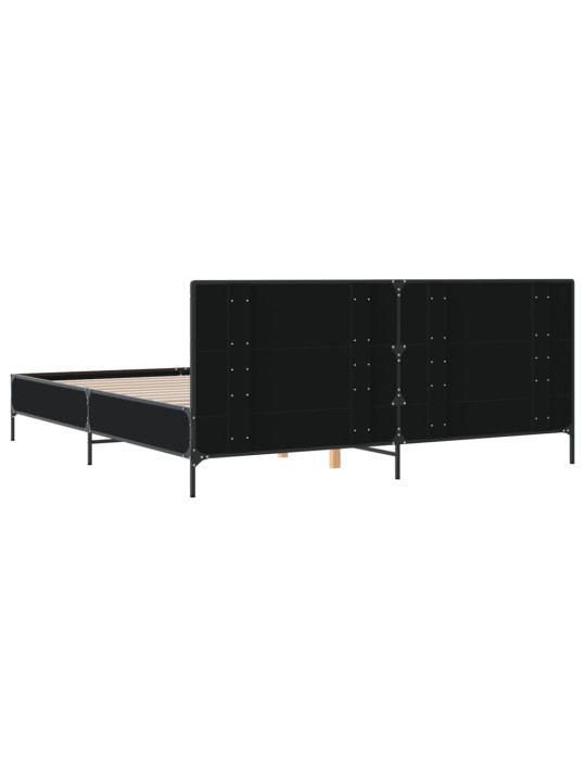 Rám postele černý 200 x 200 cm kompozitní dřevo a kov