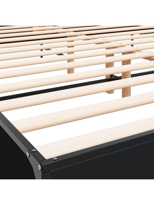 Rám postele černý 200 x 200 cm kompozitní dřevo a kov