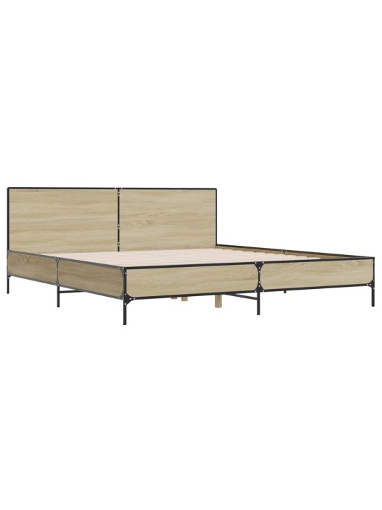 Rám postele dub sonoma 200 x 200 cm kompozitní dřevo a kov