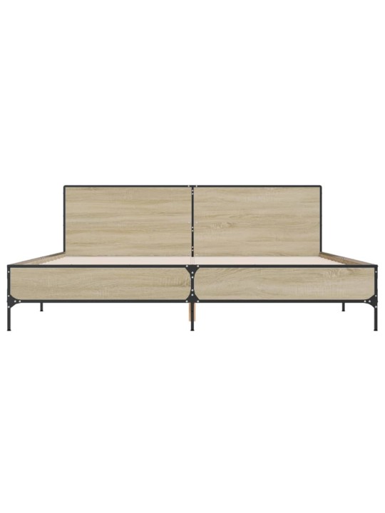 Rám postele dub sonoma 200 x 200 cm kompozitní dřevo a kov