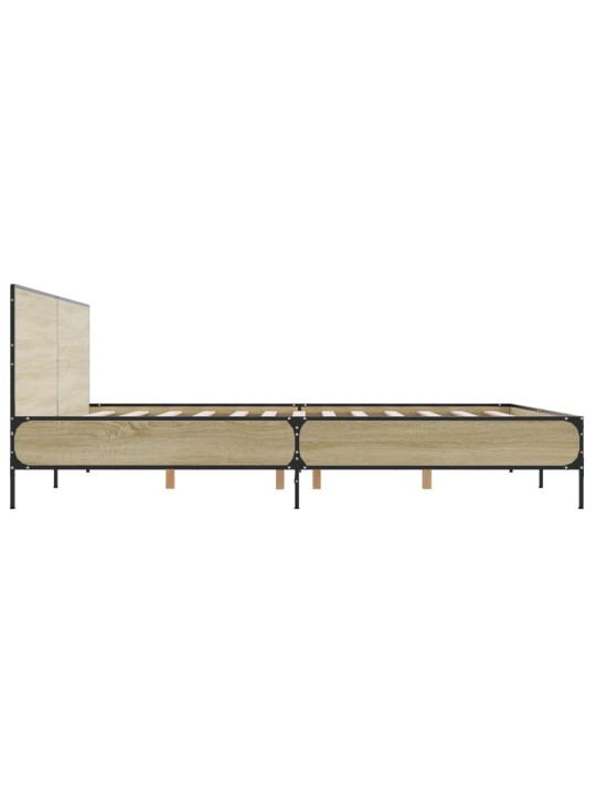 Rám postele dub sonoma 200 x 200 cm kompozitní dřevo a kov