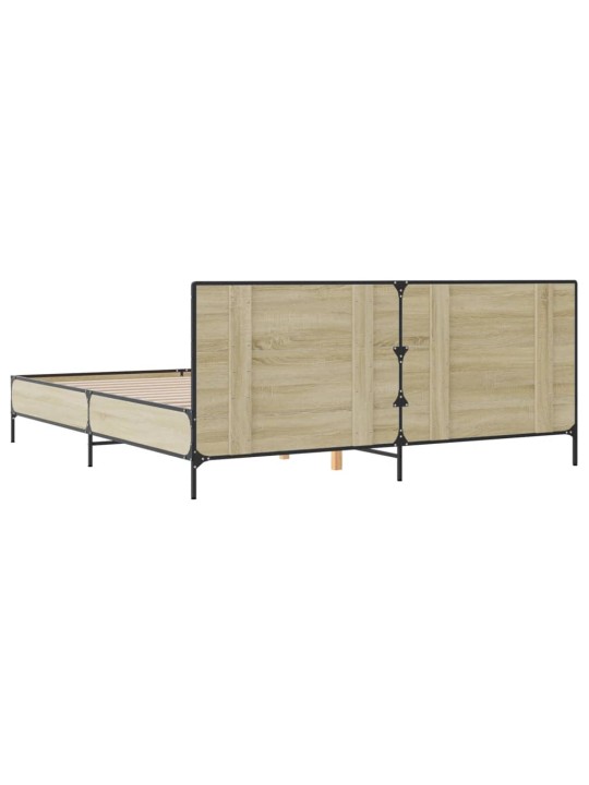 Rám postele dub sonoma 200 x 200 cm kompozitní dřevo a kov