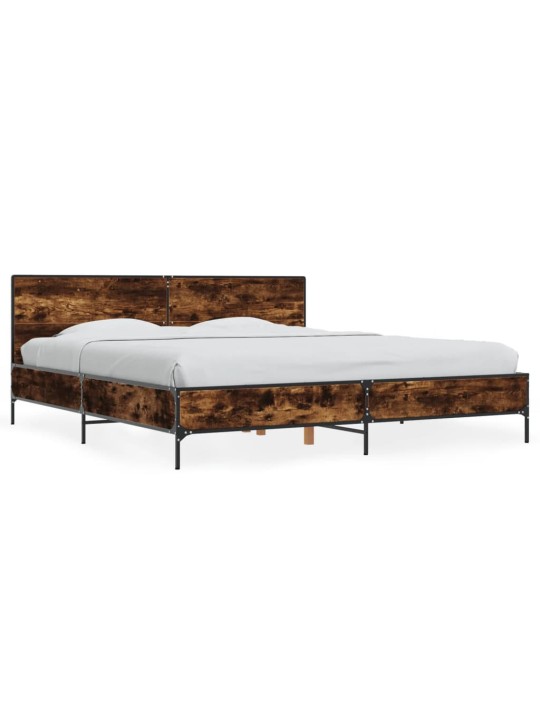 Rám postele kouřový dub 200 x 200 cm kompozitní dřevo a kov