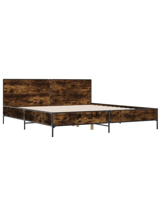 Rám postele kouřový dub 200 x 200 cm kompozitní dřevo a kov