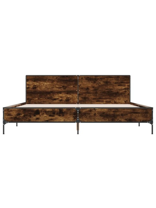 Rám postele kouřový dub 200 x 200 cm kompozitní dřevo a kov