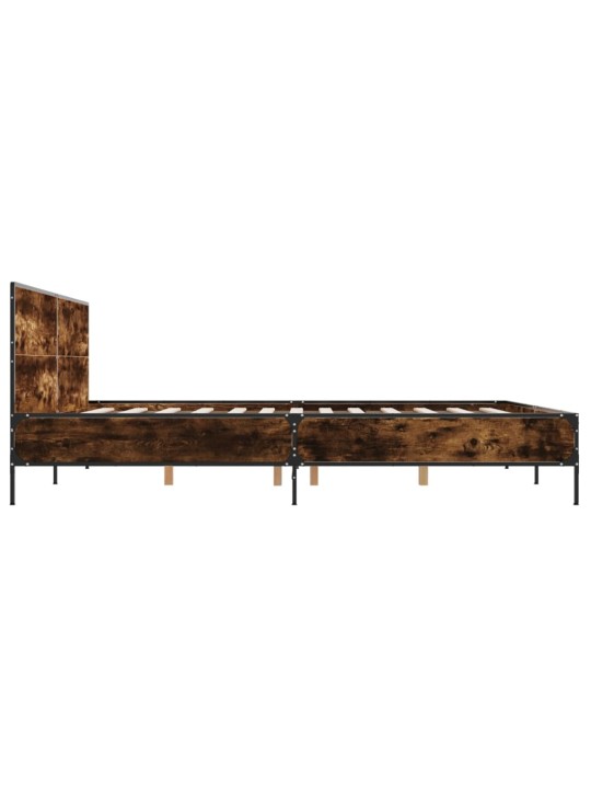 Rám postele kouřový dub 200 x 200 cm kompozitní dřevo a kov
