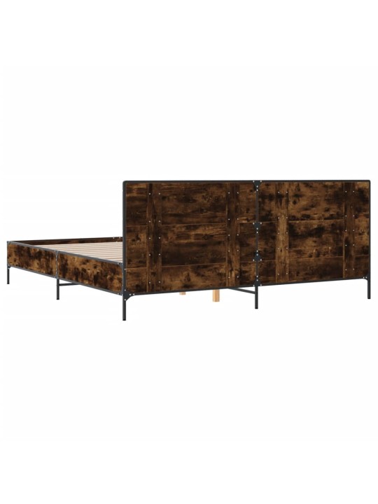Rám postele kouřový dub 200 x 200 cm kompozitní dřevo a kov