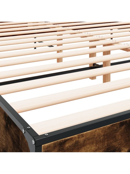 Rám postele kouřový dub 200 x 200 cm kompozitní dřevo a kov