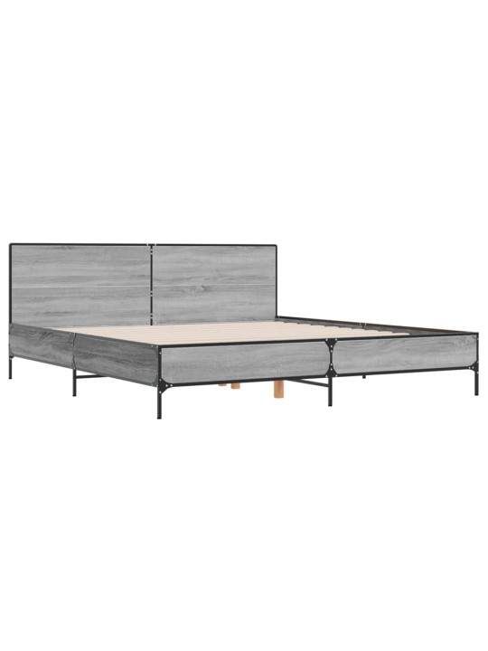 Rám postele šedý sonoma 200 x 200 cm kompozitní dřevo a kov