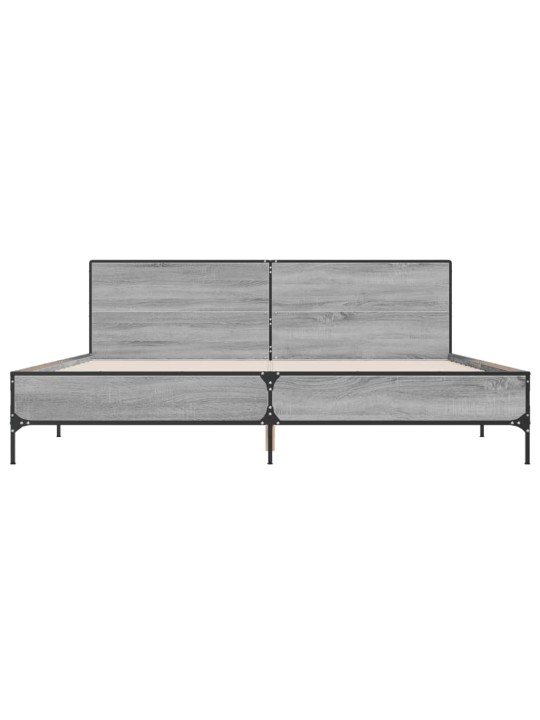 Rám postele šedý sonoma 200 x 200 cm kompozitní dřevo a kov