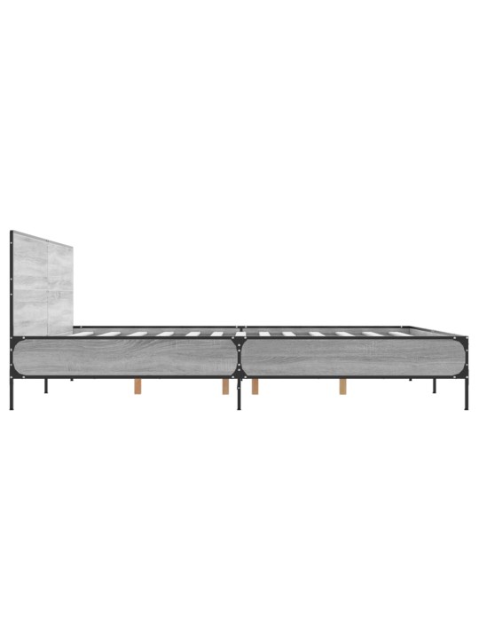 Rám postele šedý sonoma 200 x 200 cm kompozitní dřevo a kov