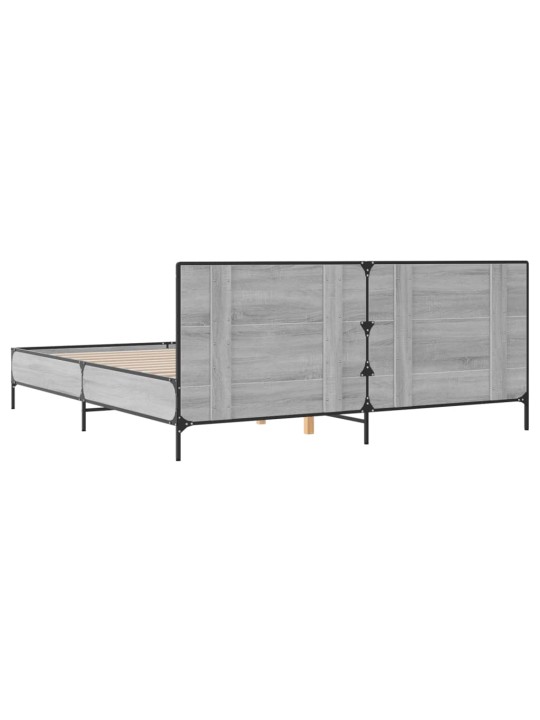 Rám postele šedý sonoma 200 x 200 cm kompozitní dřevo a kov