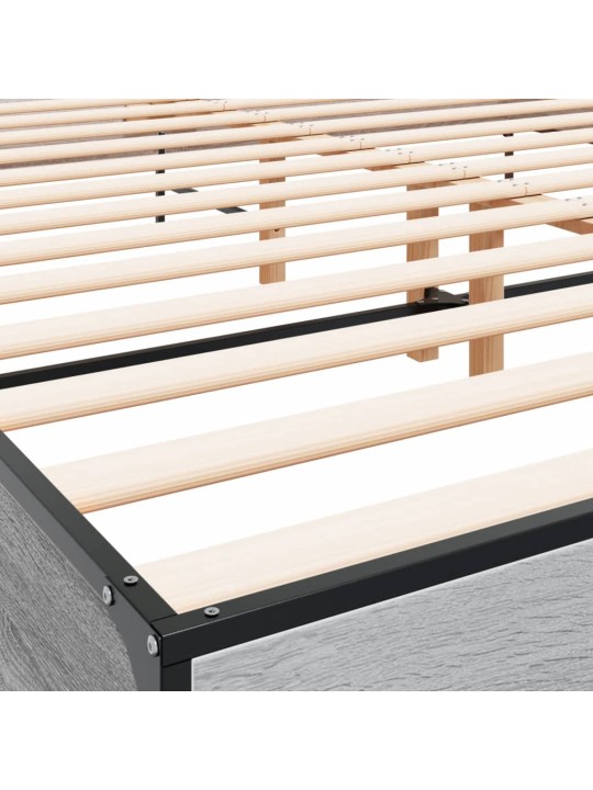 Rám postele šedý sonoma 200 x 200 cm kompozitní dřevo a kov